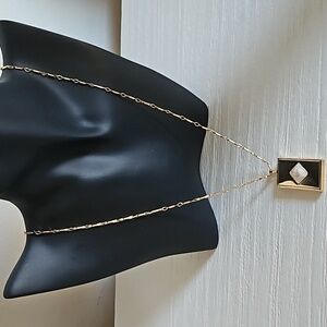 Melanie Auld Long Length Rose Gold Rose Quartz Locket Pendant